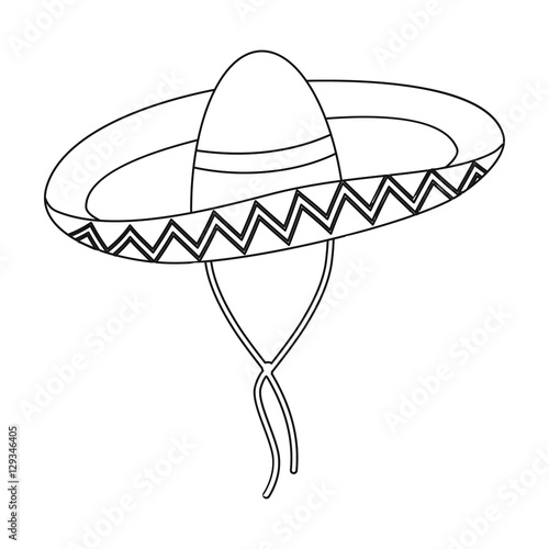 Mexican sombrero icon in outline style isolated on white background. Mexico country symbol stock vector illustration.