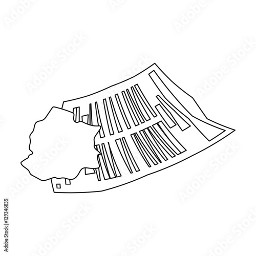 Crumpled paper icon in outline style isolated on white background. Trash and garbage symbol stock vector illustration.