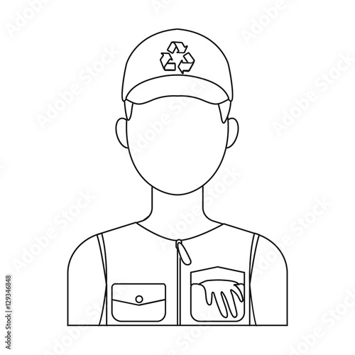 Waste collector icon in outline style isolated on white background. Trash and garbage symbol stock vector illustration.