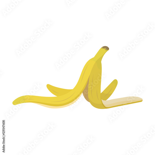 Peel of banana icon in cartoon style isolated on white background. Trash and garbage symbol stock vector illustration.