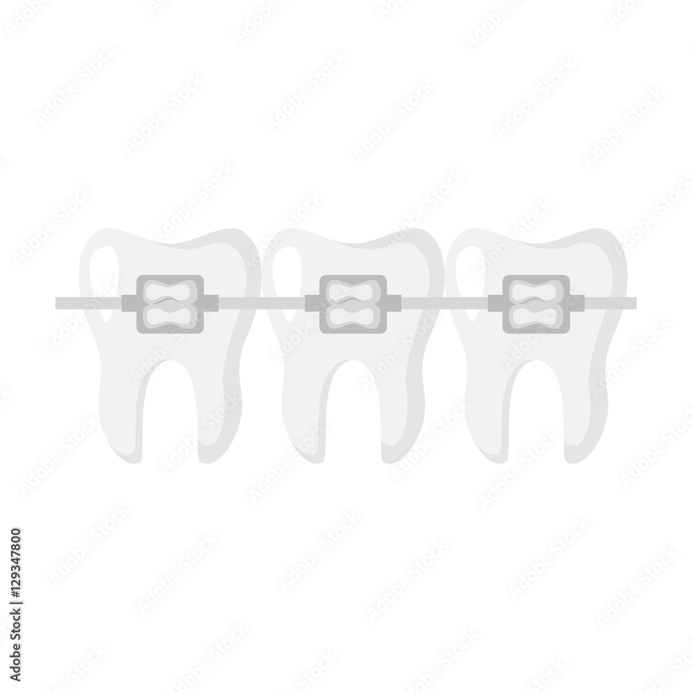 Teeth with dental braces icon in cartoon style isolated on white ...