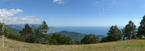 Panoramic view from Ai-Petri mountain towards Yalta coastline, C