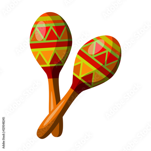 Mexican maracas icon in cartoon style isolated on white background. Mexico country symbol stock vector illustration.