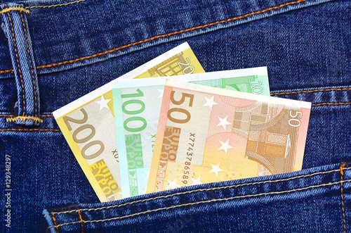 euro money in jeans pocket