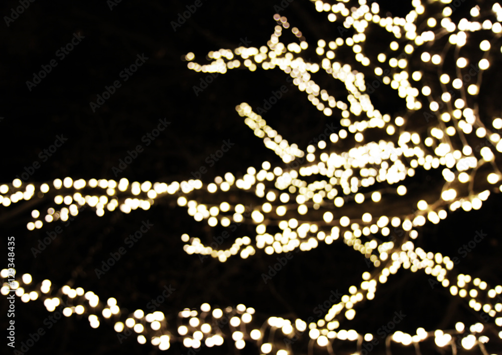 Christmas decoration background with lights glowing