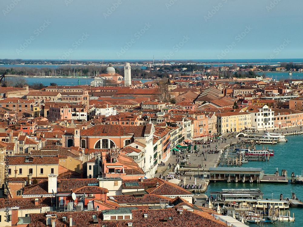  View of Venice and a marina on the canal