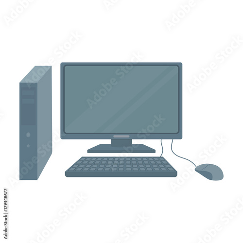 Personal computer icon in cartoon style isolated on white background. Office furniture and interior symbol stock vector illustration.