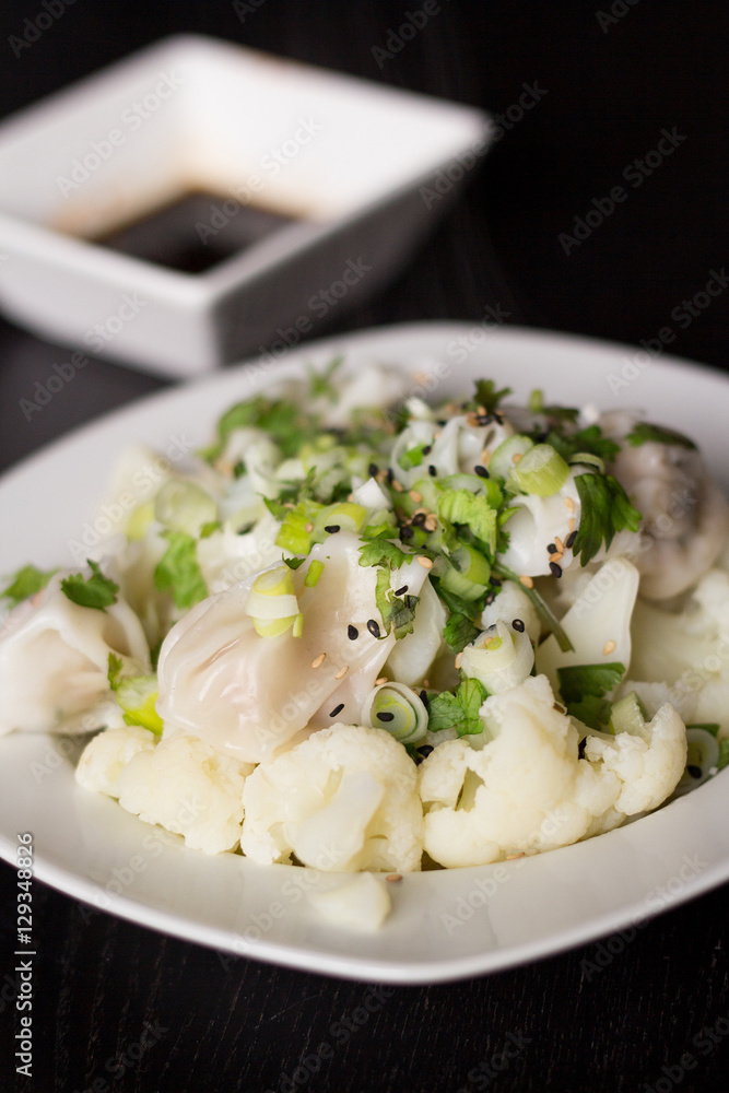 dumpling and cauliflower bowl dumpling and cauliflower bowl