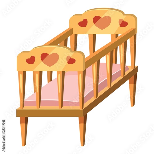 Baby bed icon. Cartoon illustration of baby bed vector icons for web