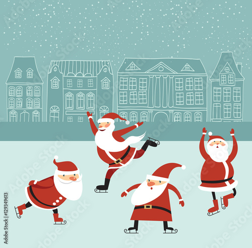 Santas on the  ice rink