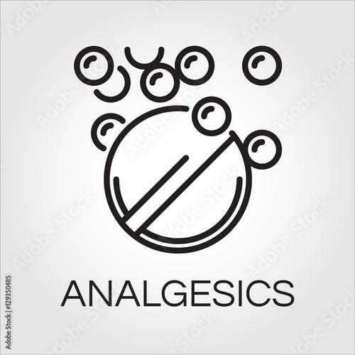 Symbol of analgesic in abstract linear drawn in outline style