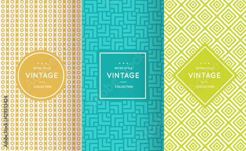 Retro different vector seamless patterns