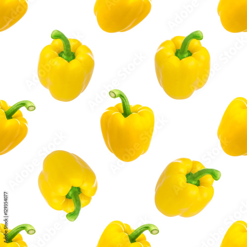 Seamless pattern with Yellow pepper isolated on white background, with clipping path