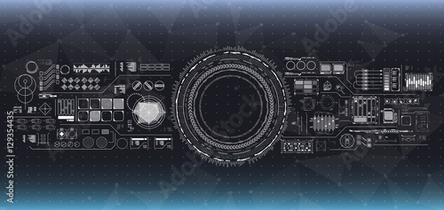 set of black and white infographic elements. futuristic user interface HUD