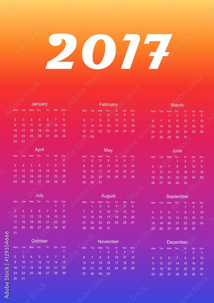 Calendar for 2017. Design element. Vector illustration. Calendar for 2017. Design element. Vector illustration.