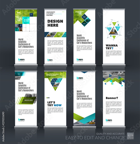 Abstract business vector set of modern roll Up Banner stand desi
