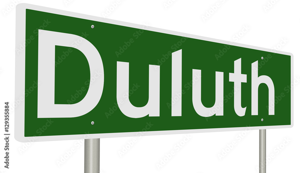 A 3d rendering of a green highway sign for Duluth, Minnesota A 3d rendering of a green highway sign for Duluth, Minnesota