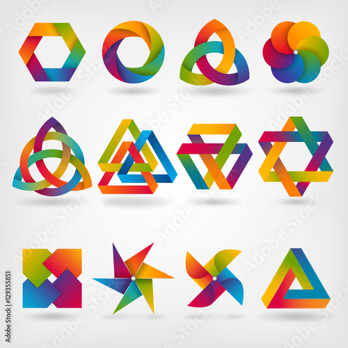 design elements. abstract symbol set in rainbow colors