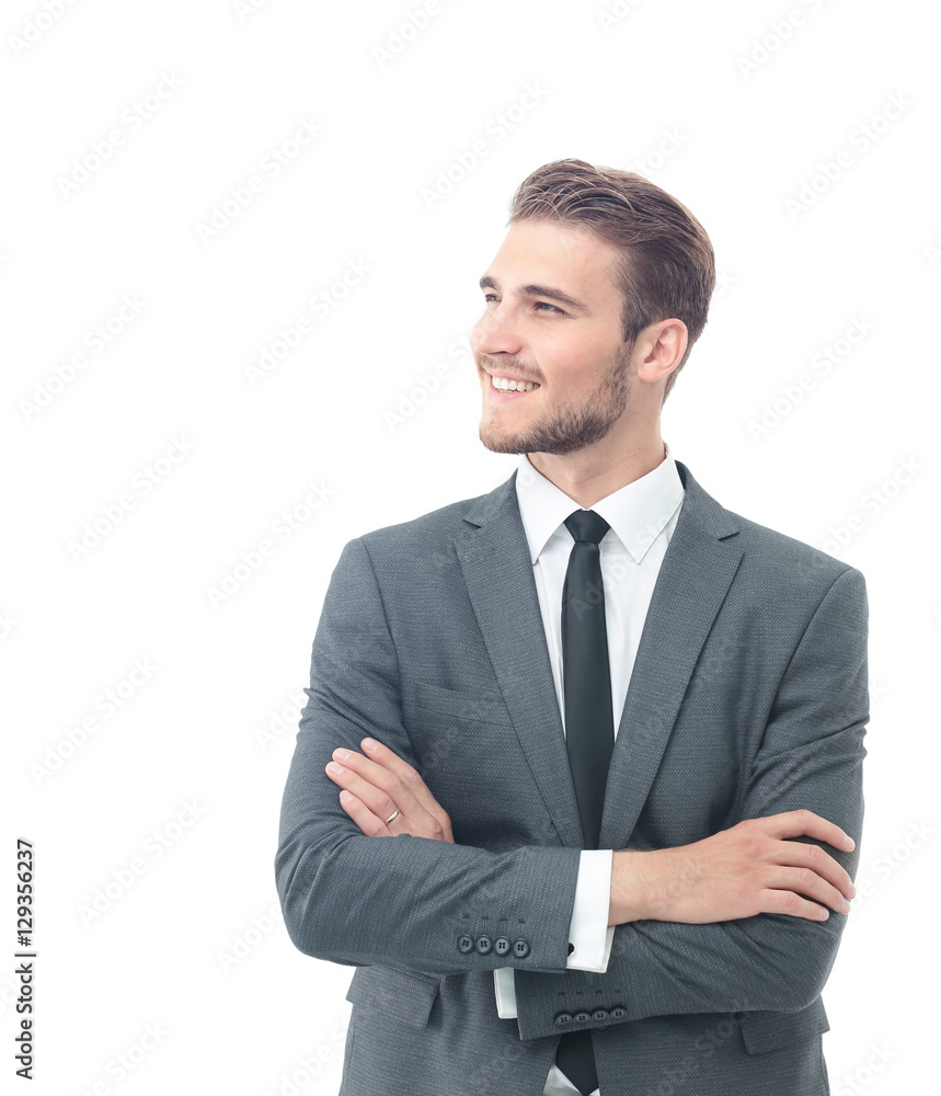 Handsome businessman standing isolated on white background Handsome businessman standing isolated on white background