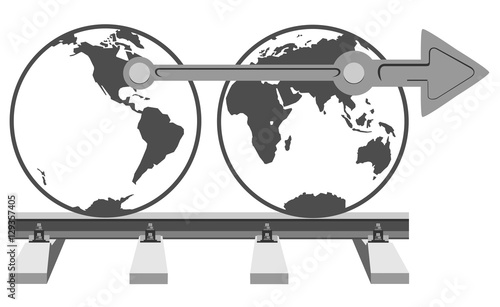 Earth on a railway track The file has three layers: the rails, the planet, the connecting rod