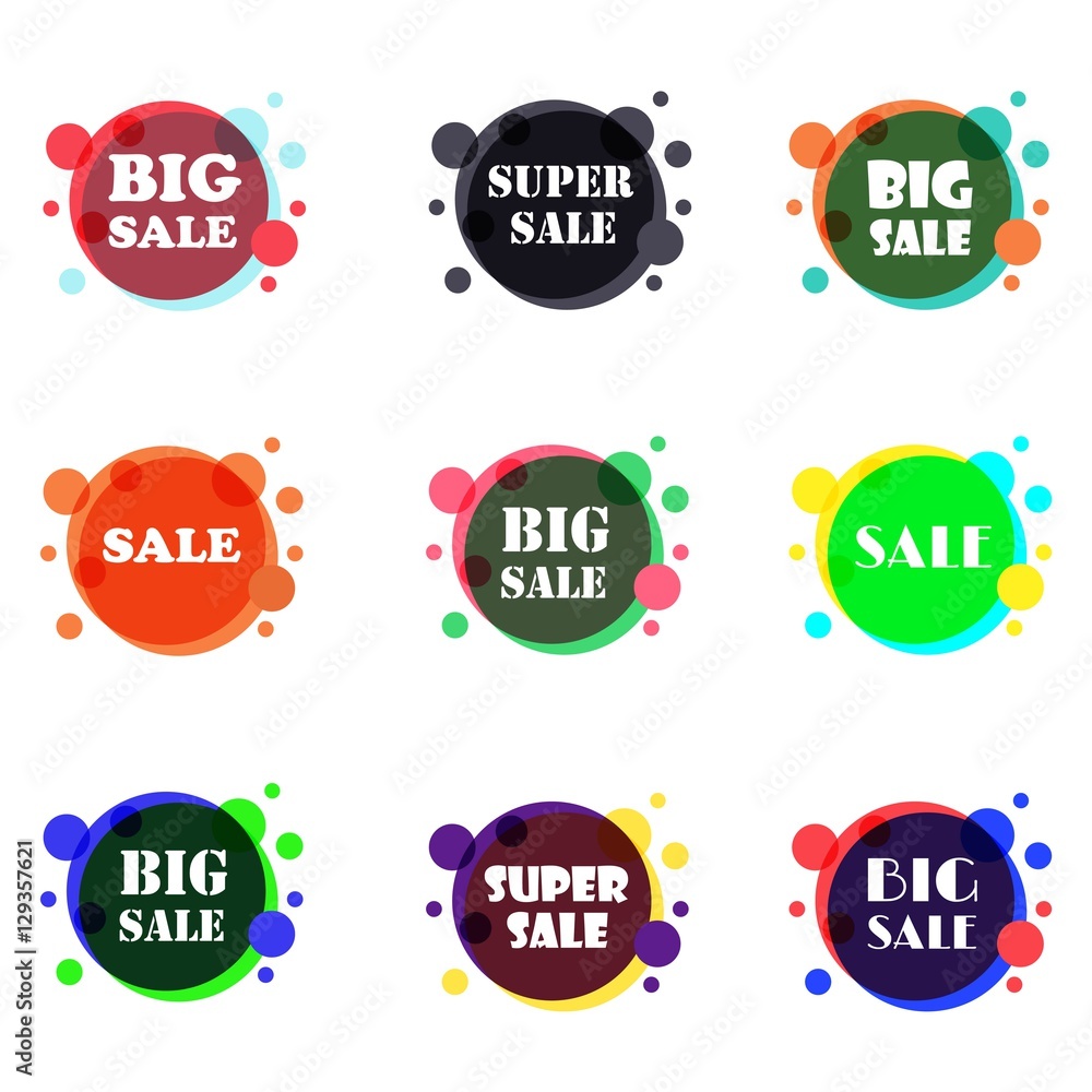 Set of flat design sale stickers. For online shopping, product promotions, website and mobile website badges, ads, print material. Vector illustration. Set of flat design sale stickers. For online shopping, product promotions, website and mobile website badges, ads, print material. Vector illustration.
