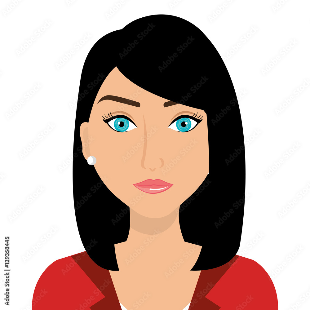 Young and beautiful woman profile cartoon over white backgroudn, vector  illustration. Stock Vector | Adobe Stock