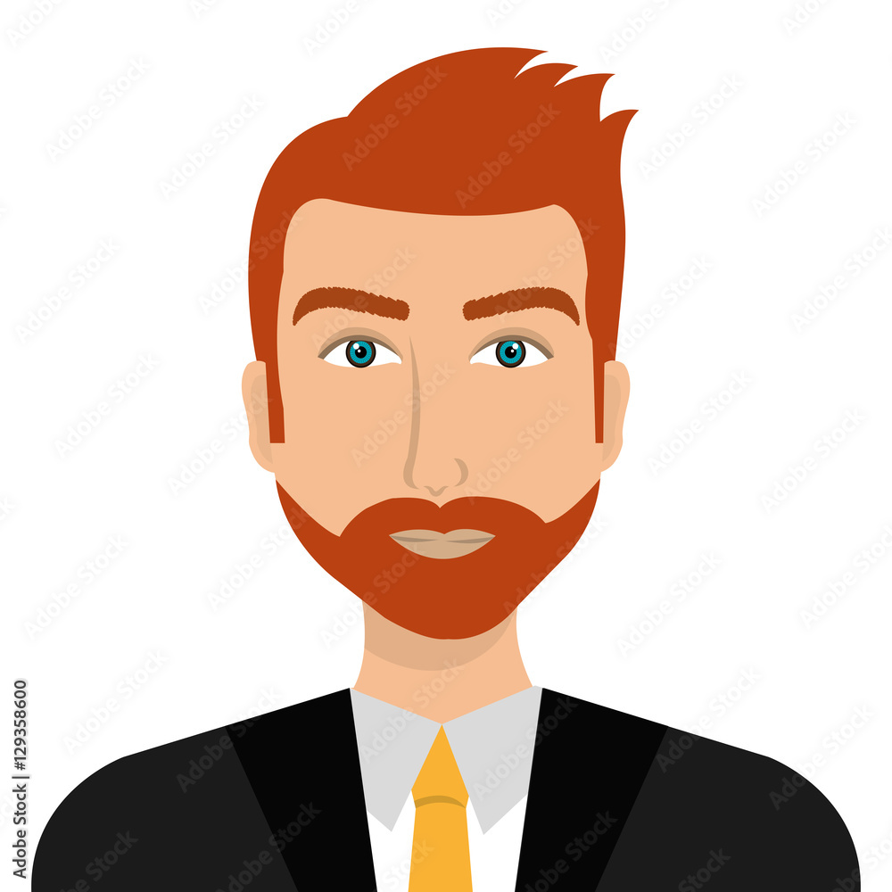 Young businessman with elegant suit and tie over white background, vector illustration. Young businessman with elegant suit and tie over white background, vector illustration.