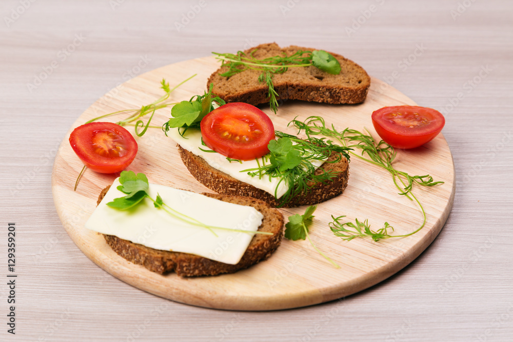 Cheese sandwich with parsley and dill tomato. Cheese sandwich with parsley and dill tomato.