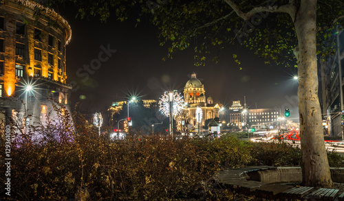 Night scene along the Nikola Pasic square long exposure photo photo