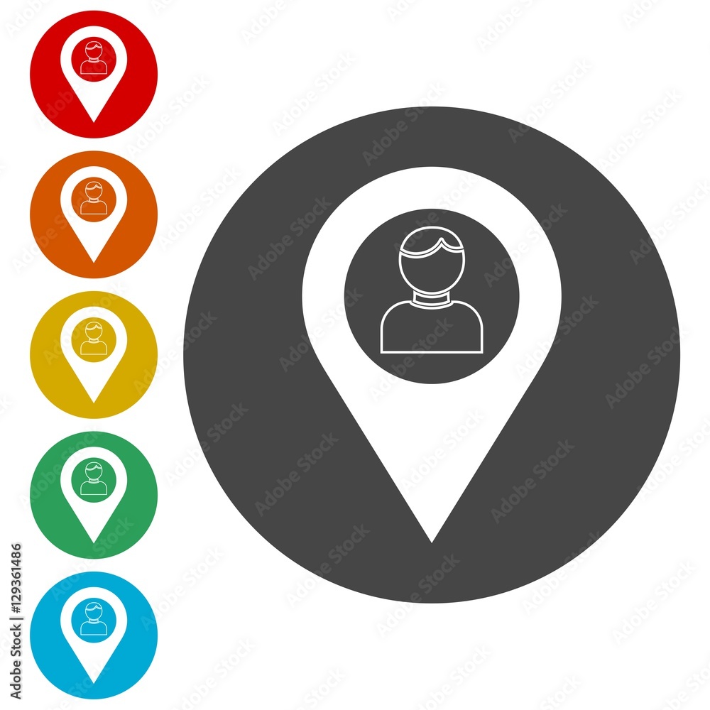 Flat user location icon, User location icon Flat user location icon, User location icon