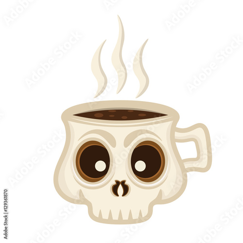Skull Coffee Mug. Hot Drink Mug out of the Skull Vector Illustration
