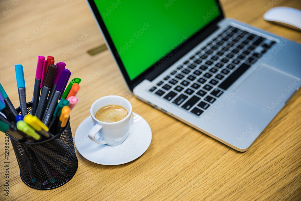 Fototapeta premium Laptop computer on working place desk