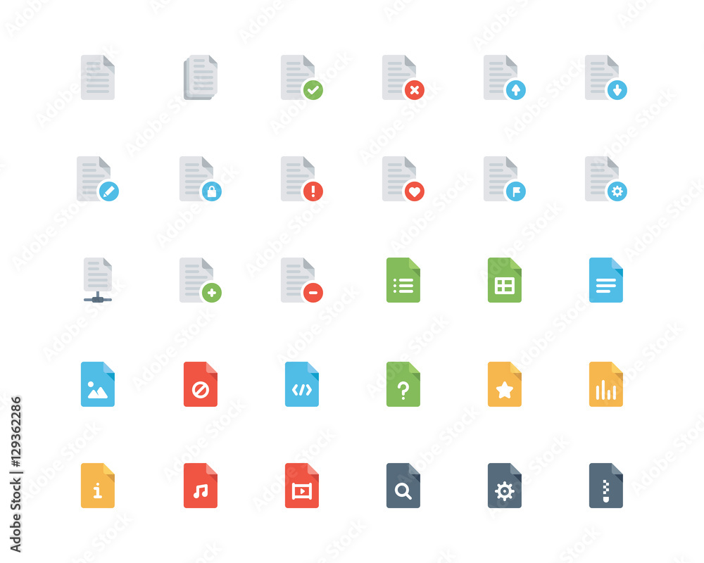 Documents flat style icon set Documents flat style icon set