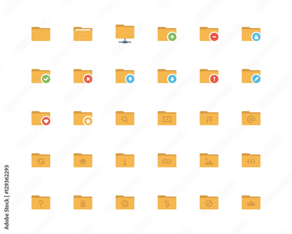 Folder flat style icon set Folder flat style icon set
