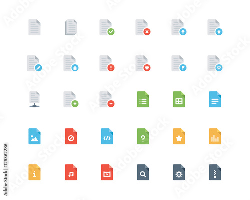 Documents flat style icon set