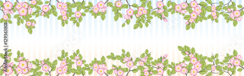 Hintergrund Design Elemente Vektor Illustration mit Blütenzweigen auf Streifen pastellfarben 