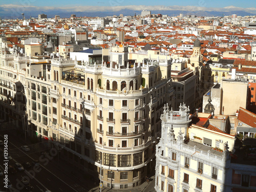 Stunning View of the City Centre of Madrid, Spain 