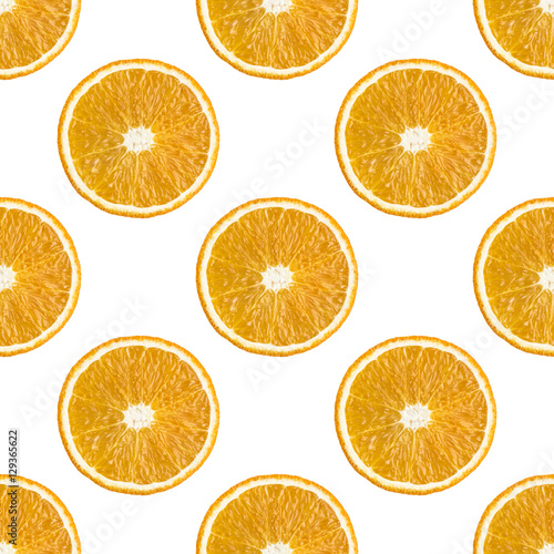 Seamless pattern of oranges fruit isolated on a white background