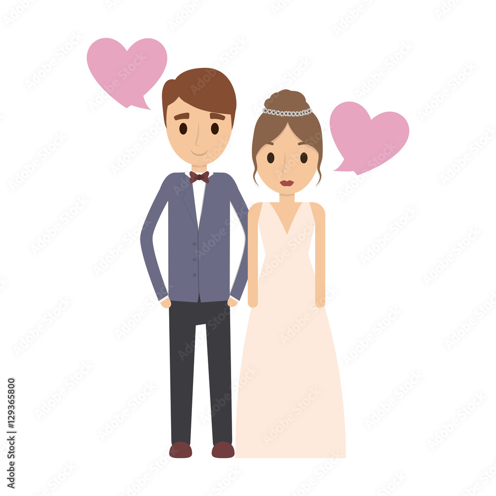 Couple of newlyweds frame decorative vector illustration design Couple of newlyweds frame decorative vector illustration design