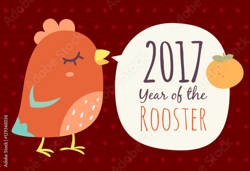 vector cartoon chinese new year of rooster greeting card