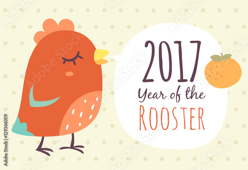 vector cartoon chinese new year of rooster greeting card