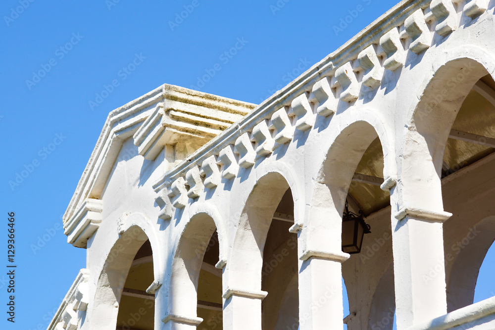 Detail of Rialto bridge in Venice city . italy .