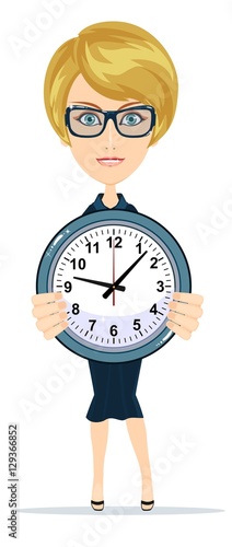 businesswoman holding the clock