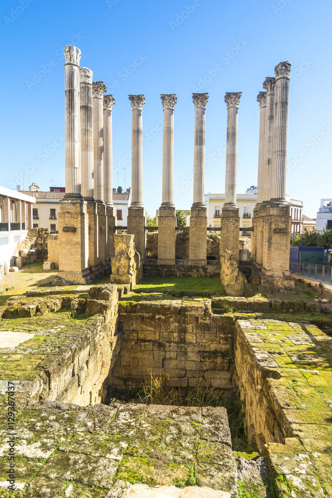 Ruins of the Roman Temple in Cordoba, Andalusia, Spain