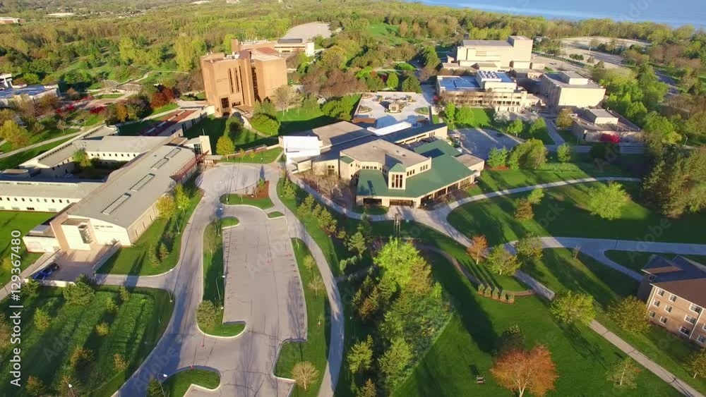 Beautiful springtime morning aerial view of college campus. This is the University of Wisconsin Green Bay. Beautiful springtime morning aerial view of college campus. This is the University of Wisconsin Green Bay.