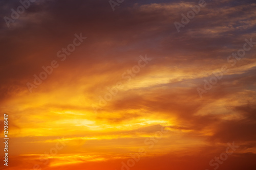 Fiery orange colorful sunset sky. Beautiful sky. © es0lex
