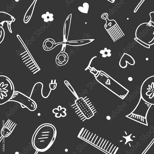 hairdressing supplies pattern seamless