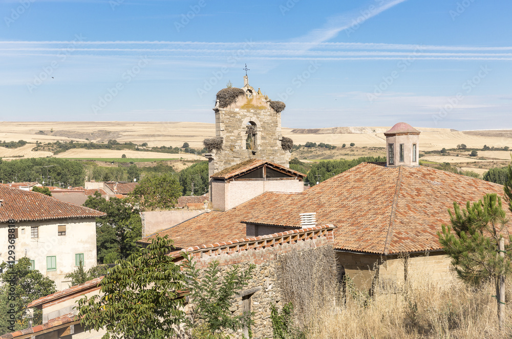 Santa Maria church in Belorado city (a view from the castle), Province of Burgos, Spain
