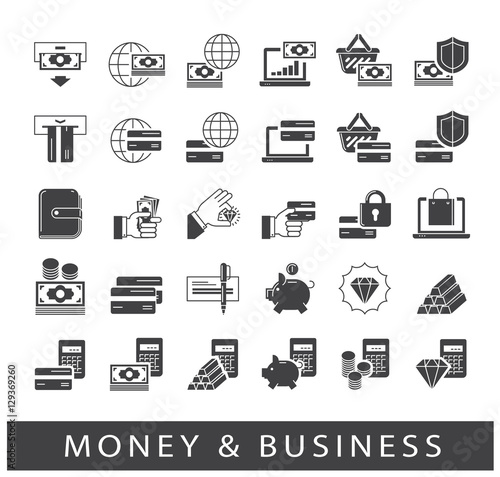 Set of money and business icons. Collection of premium quality web icons. Vector illustration.