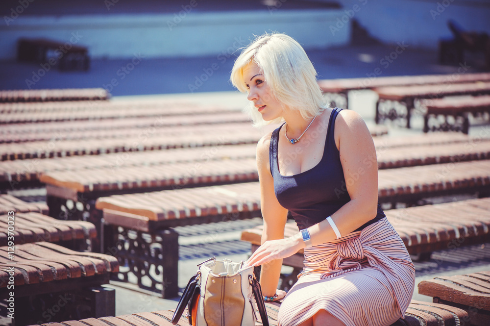 Fototapeta premium beautiful blond woman in the Park